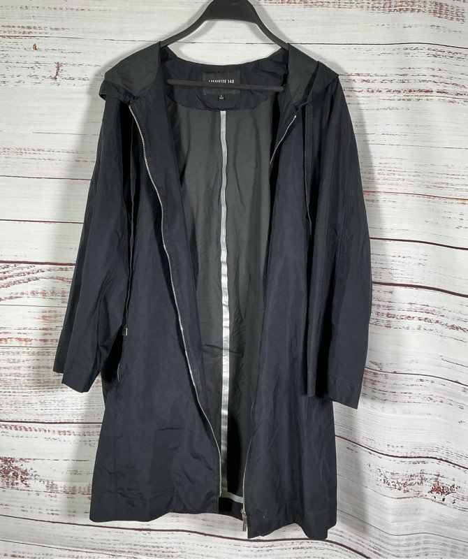 Women's Layfayette 148 Black Silk Jacket with hood Size L