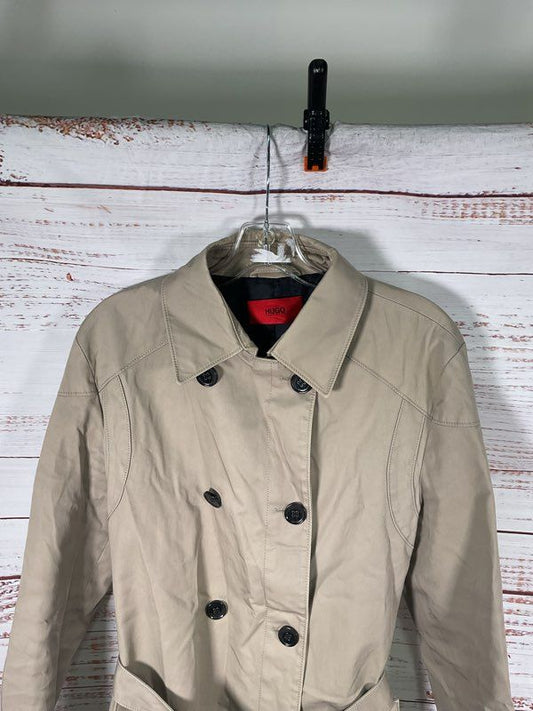 Hugo Boss Khaki Double Breasted Trench Coat With Buckled Belt Size 38R US