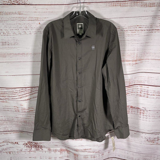 NWT G-Star Raw Gray Embroidered Logo Button Up Shirt - Size XL
