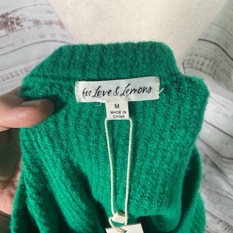 For Love & Lemons Arielle Green/Purple Colorblock Paneled Sweater - Size M