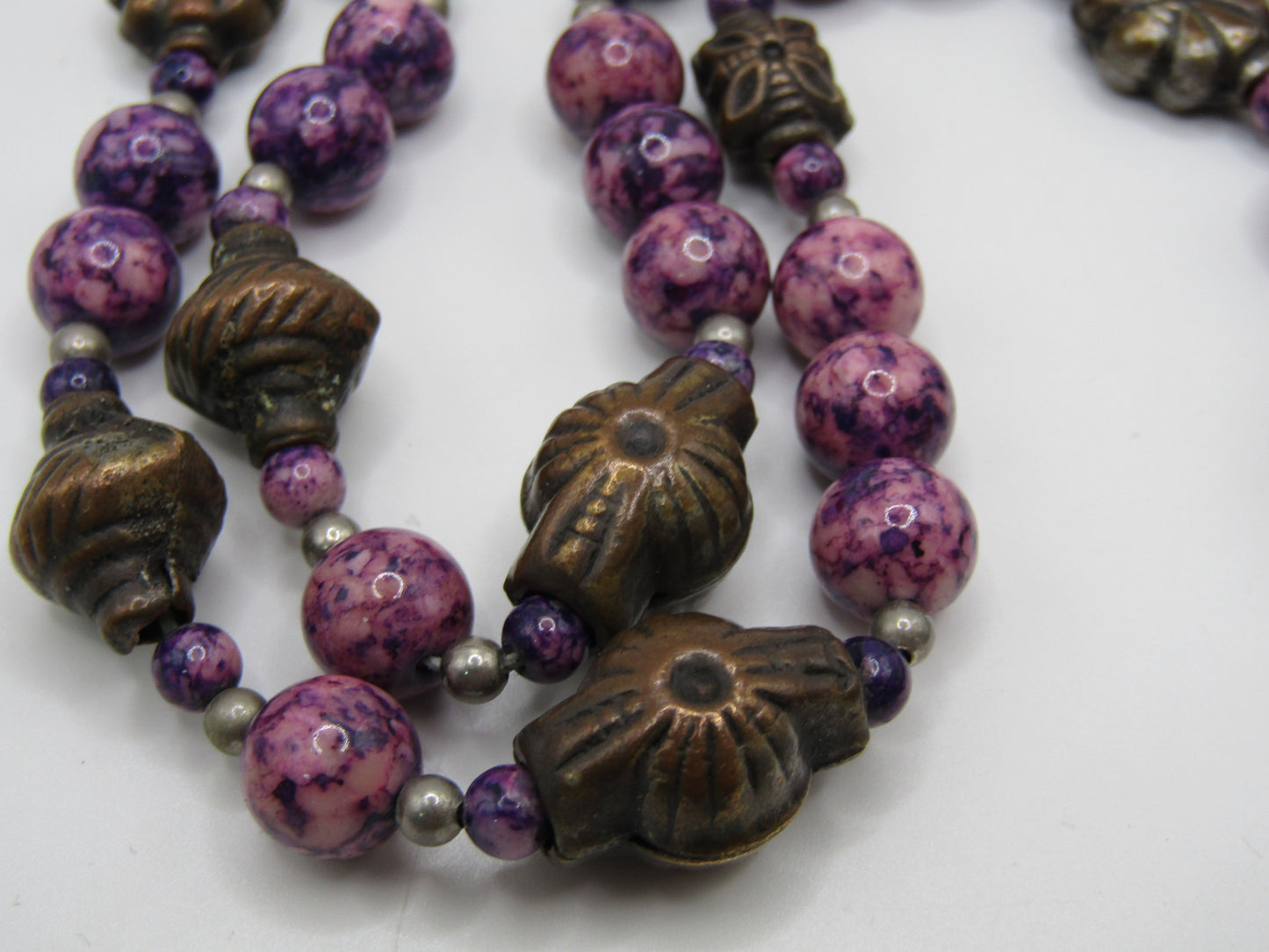 Judie Ingram Purple Swirl Resin Beaded Necklace