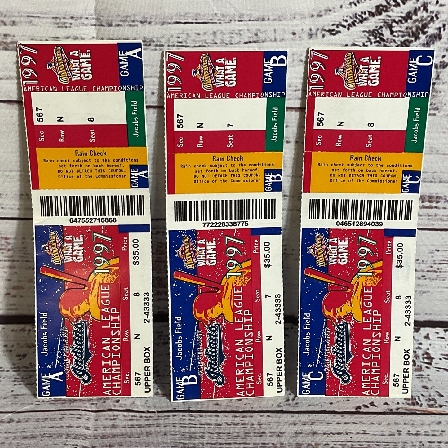 1997 World Series MARLINS vs INDIANS Tickets for Games 3,4,5