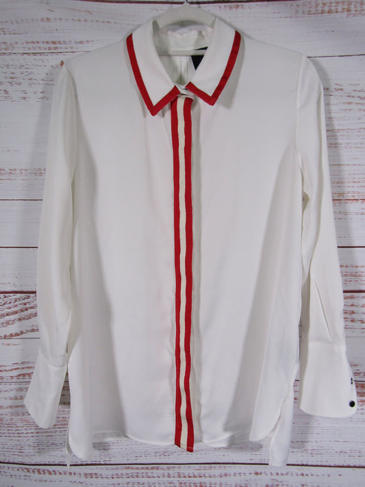 Hotel Particulier Women's White Long Sleeve Button Down Blouse Size L