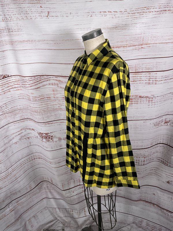 BACK Black & Yellow Plaid Button Up Long Sleeve Shirt Size 40 EUR Made in Turkey