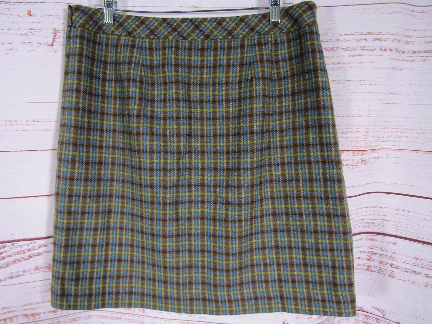 Talbots Women's Multi-Color Plaid Wool Blend Skirt Size 12