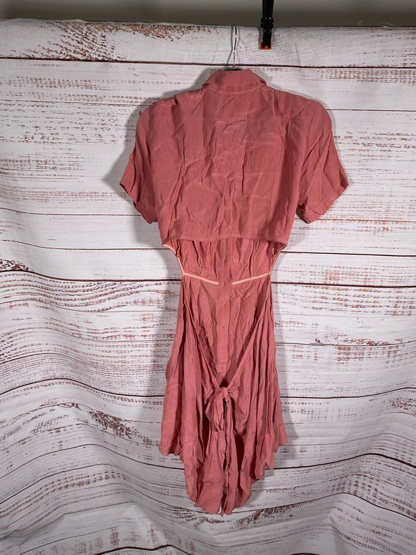 Reformation Women's Dusty Pink Asymmetrical Midi Pocket Dress Size S