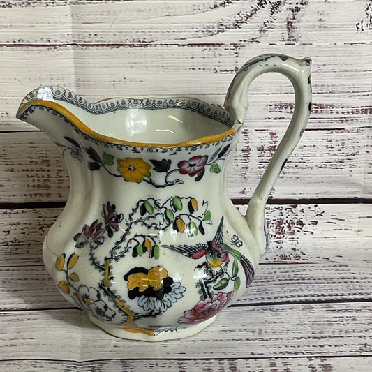 VTG. ASHWORTH BROS England Hanley Chinoserie Willow Handpainted Pitcher- 5.75"