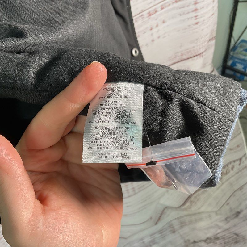 Pendleton Black/Blue Stripes Wool Blend Softshell Parka Jacket - Size Large