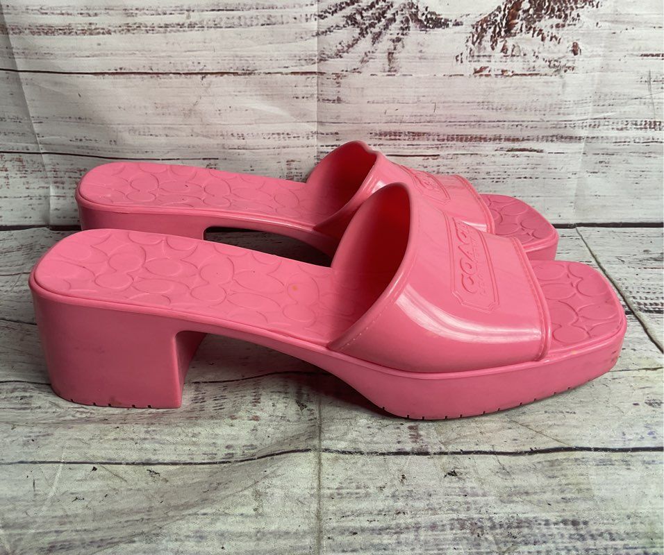Coach Scarlett Rubber Sandals Pink 10