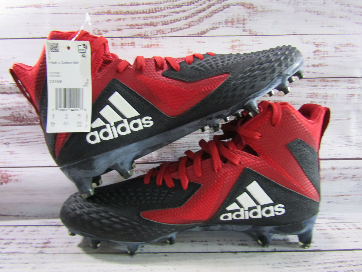 Adidas Freak x Carbon Men's Black & Red Mid Top Football Cleats Size 8
