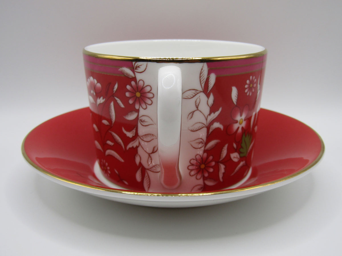 Wedgwood Wonderlust Crimson Jewel Bone China Flat Cup & Saucer Set
