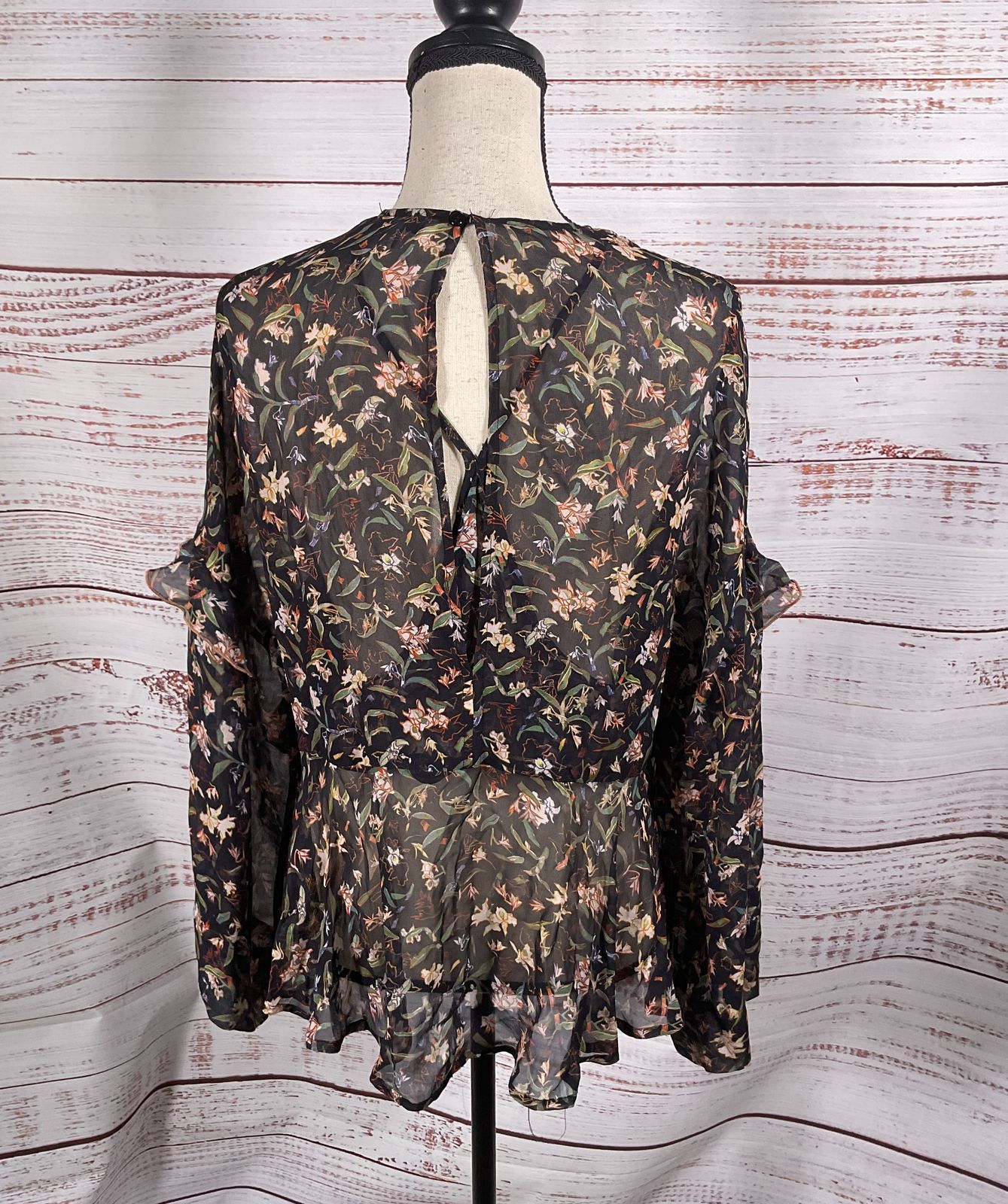 IRO Top Bow Floral Print Ruffled Crepe Multicolor 34
