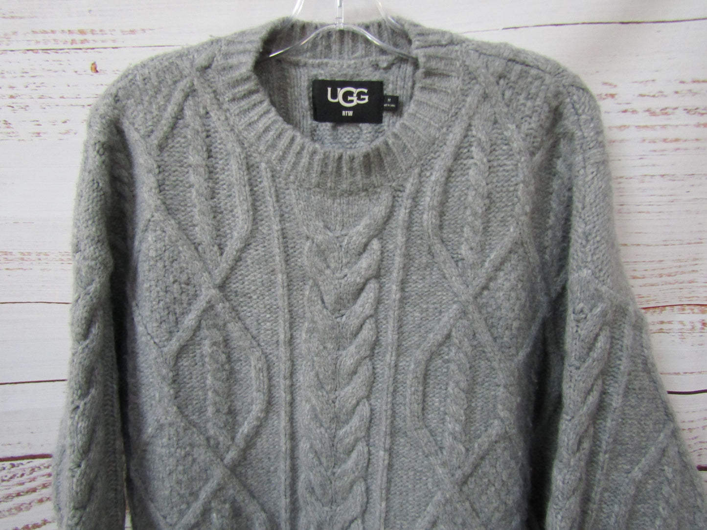 UGG Raelee Women's Gray Cable Knit Wool Blend Sweater Size M