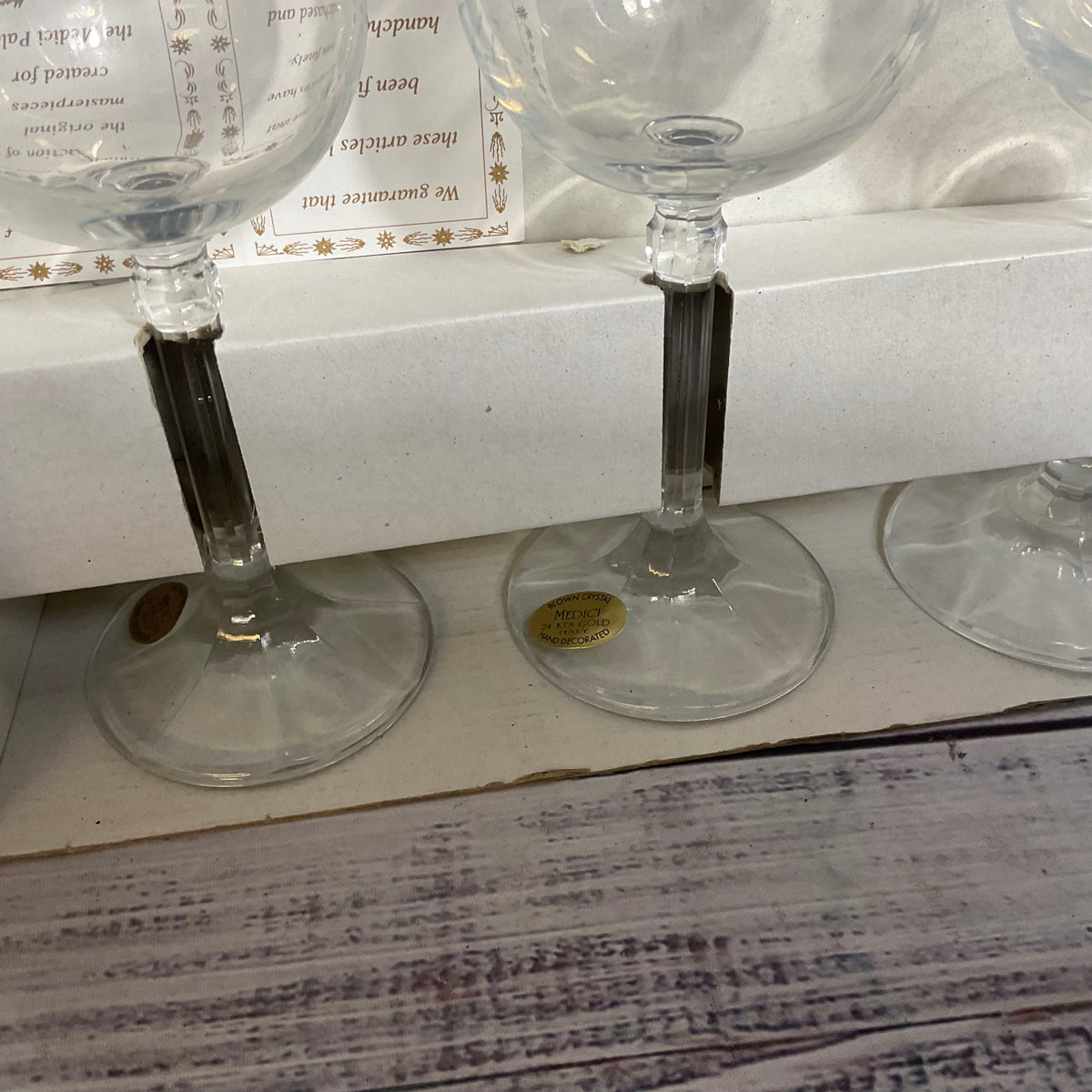 NOB MEDICI 24k Goblet Wine Glassware- 4pc.