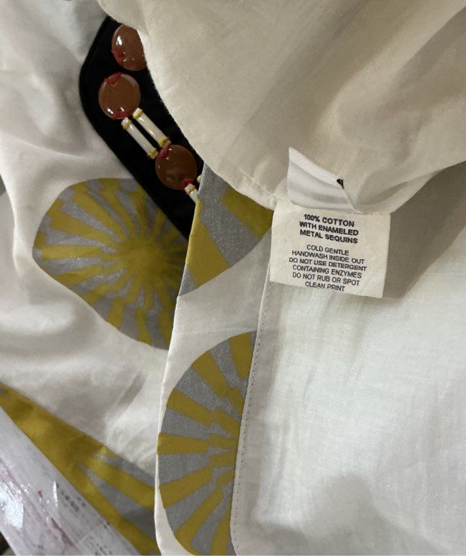 Women's Easton Pearson White Print Cotton Dress with hood Size US 8