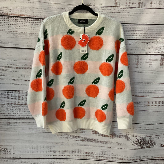 Cider White Green Stripe Orange Print Sweater - Size XL New W/ Tag