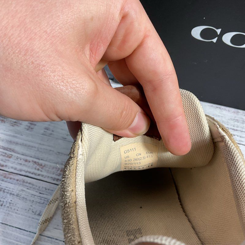 Coach Clip Perforated Khaki Sneakers Men's 8.5 in OG Box
