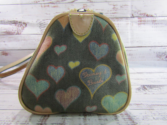 Vintage Dooney & Bourke Graffiti Heart Women's Coated Canvas Heart Shoulder Bag