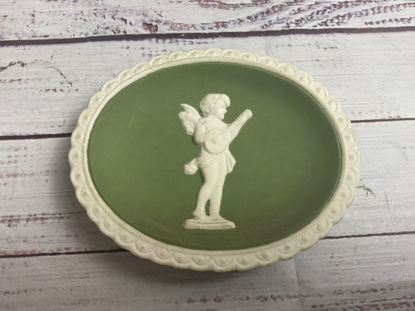 Wedgwood Set Of 2 Green Jasperware Trinket Dishes Wall Decor