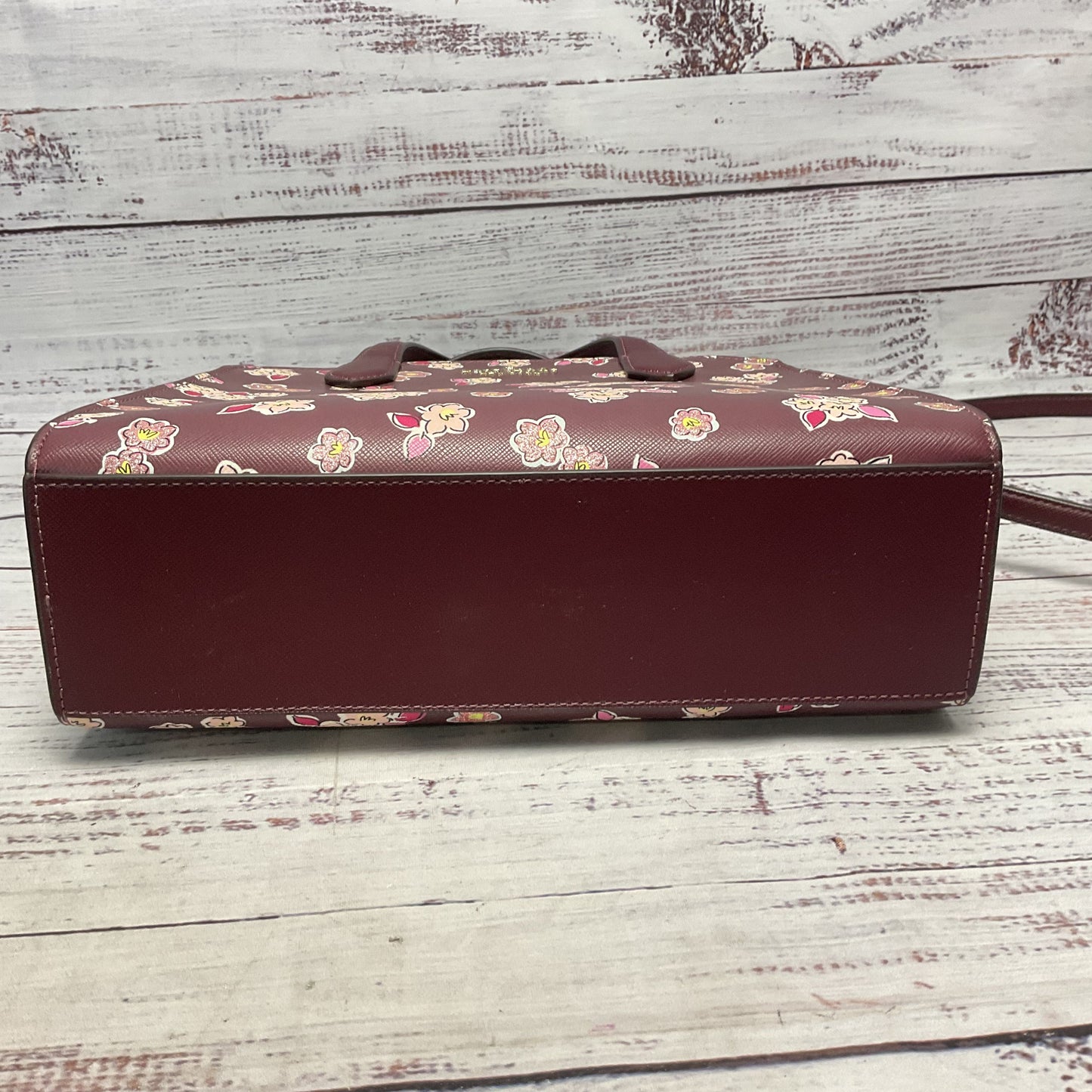 Kate Spade Frosted Floral Tinsel Deep Berry Satchel Top Handle Purse Bag