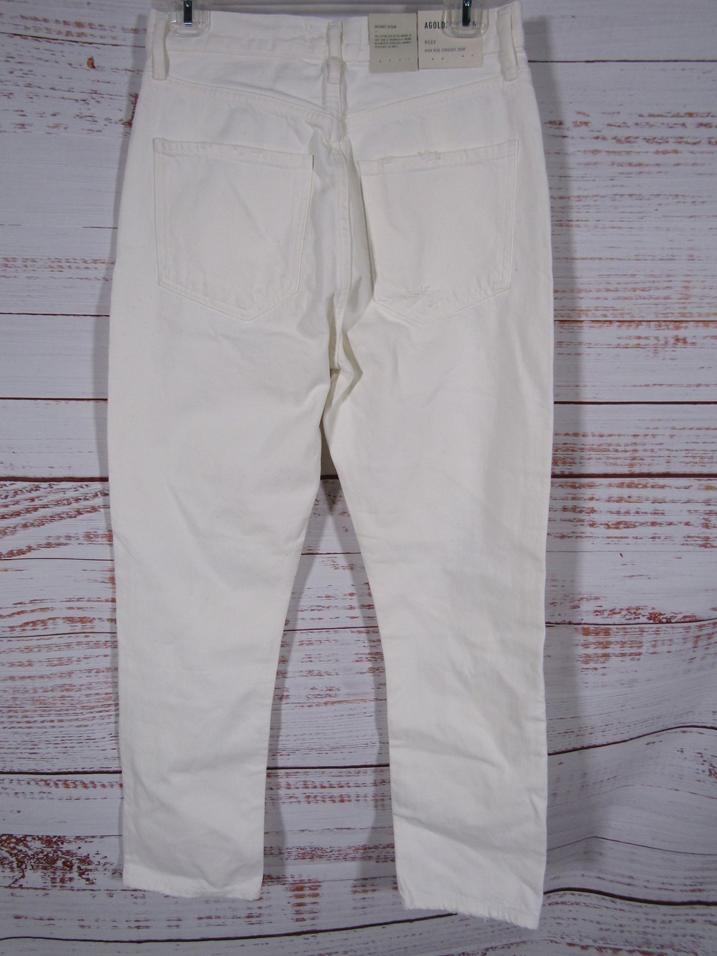 Agolde Riley Women's White Distressed High Rise Straight Crop Jeans Size 26