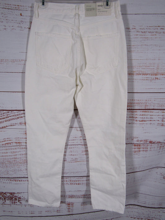 Agolde Riley Women's White Distressed High Rise Straight Crop Jeans Size 26