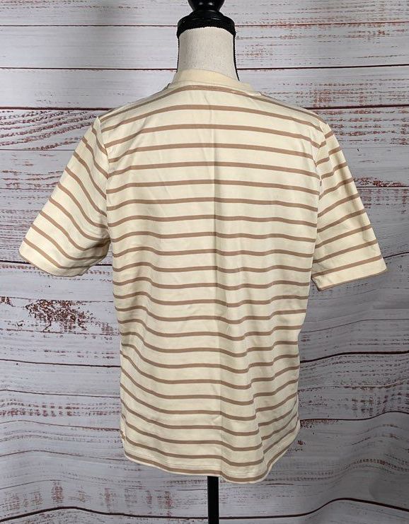 De Rococo Oversized Striped Short Sleeve Shirt Beige XS