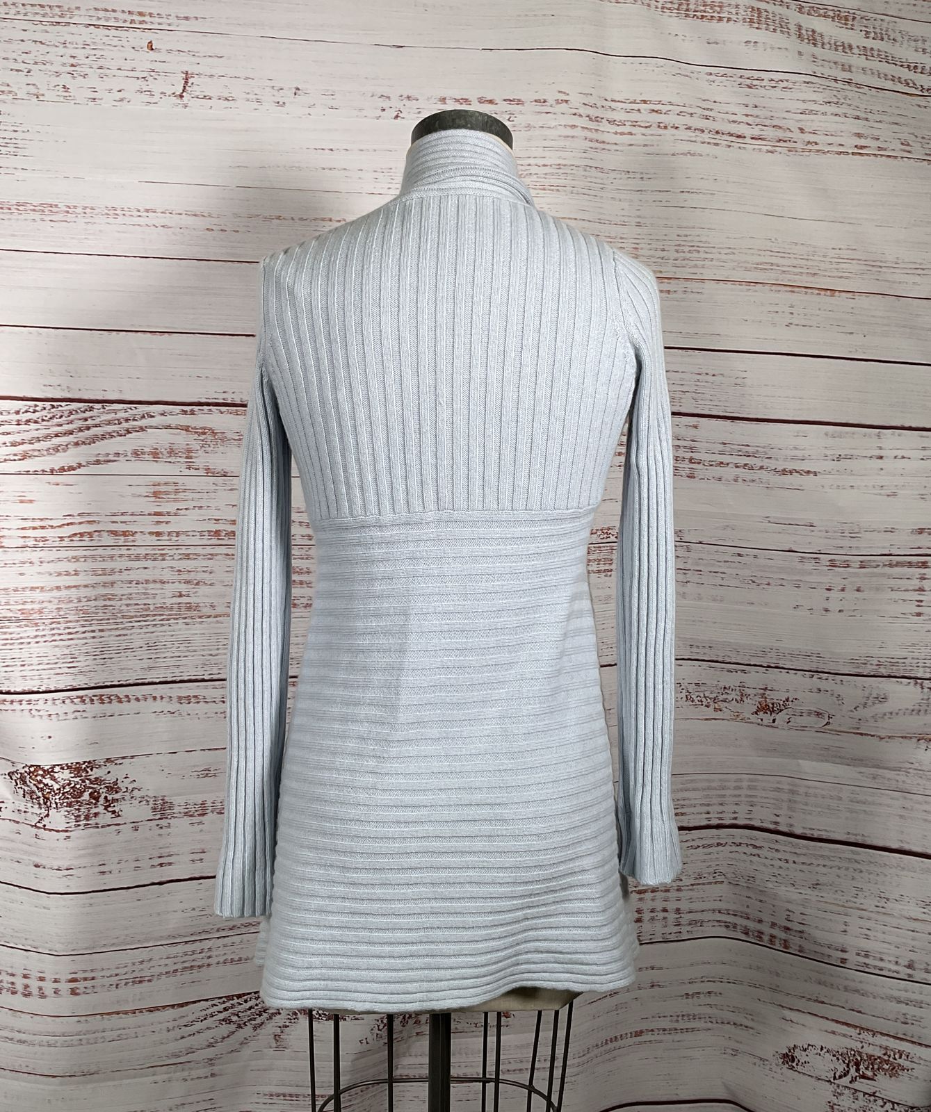 Autumn Cashmere Rib Drape Open Front Cardigan Blue XS
