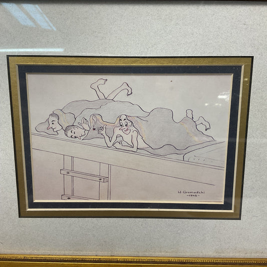 2 Print of Holocaust Prisoner Art Polish 1945 Print by W. Gromadzki Frames