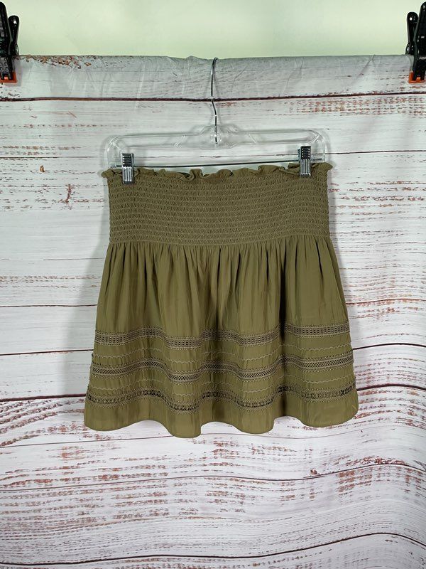 Ramy Brook Women's Smocked Green Tiered Miniskirt Size M