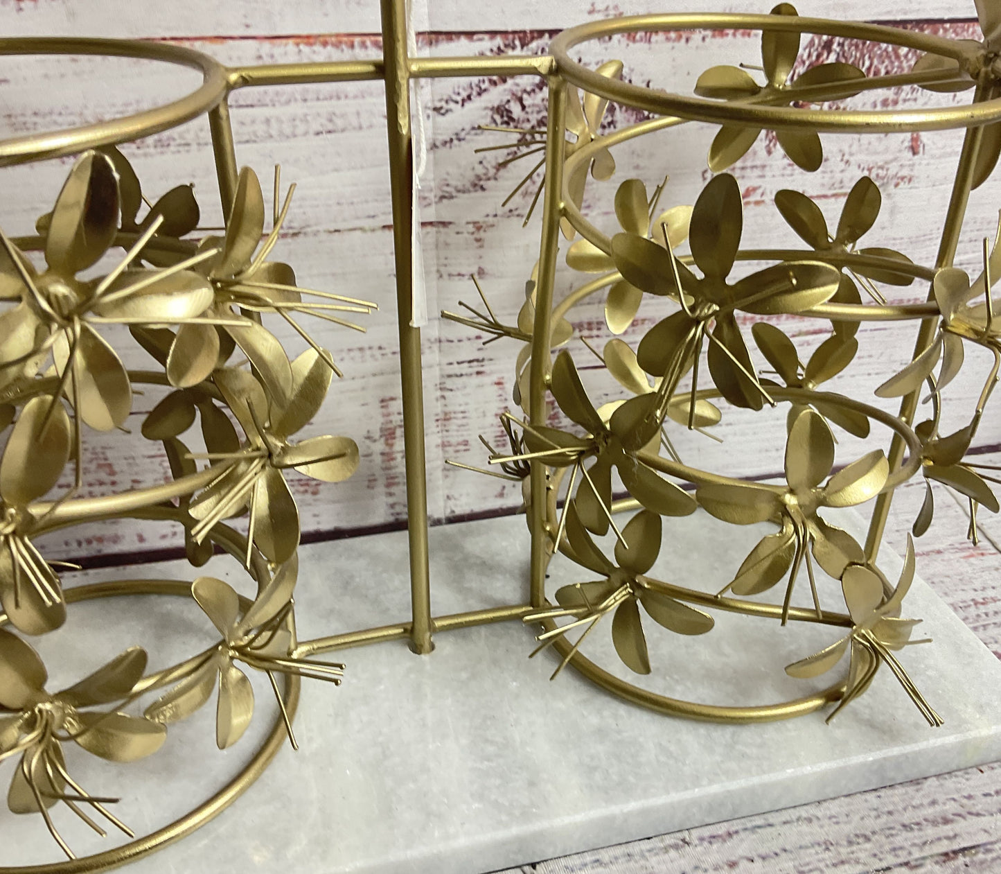 Anthropologie Floral Wine Bottle Caddy Brass