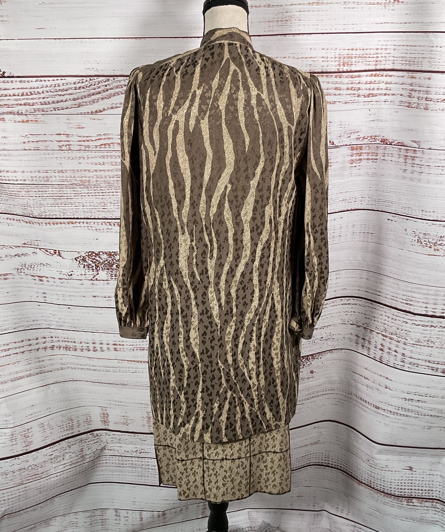 Ted Lapidus Vintage Animal Print Top & Skirt Set Beige