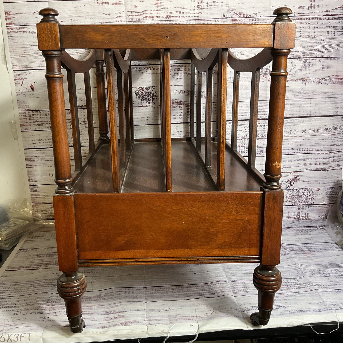 ANTIQUE Eng. Canterbury Mahogany Magazine Rack with Drawer- 20" x 19.5" x 13.75"