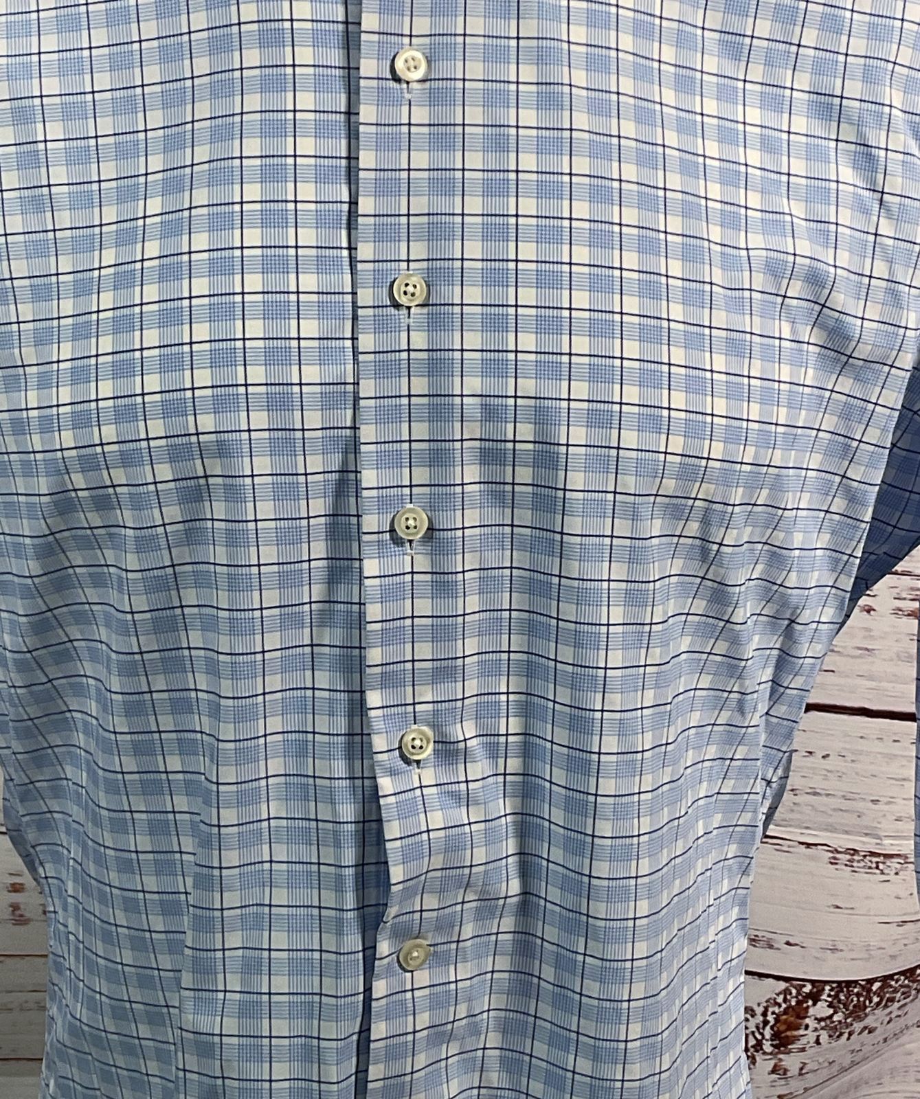 Liberty Shirt Co Plaid 3/4 Sleeve Shirt Blue