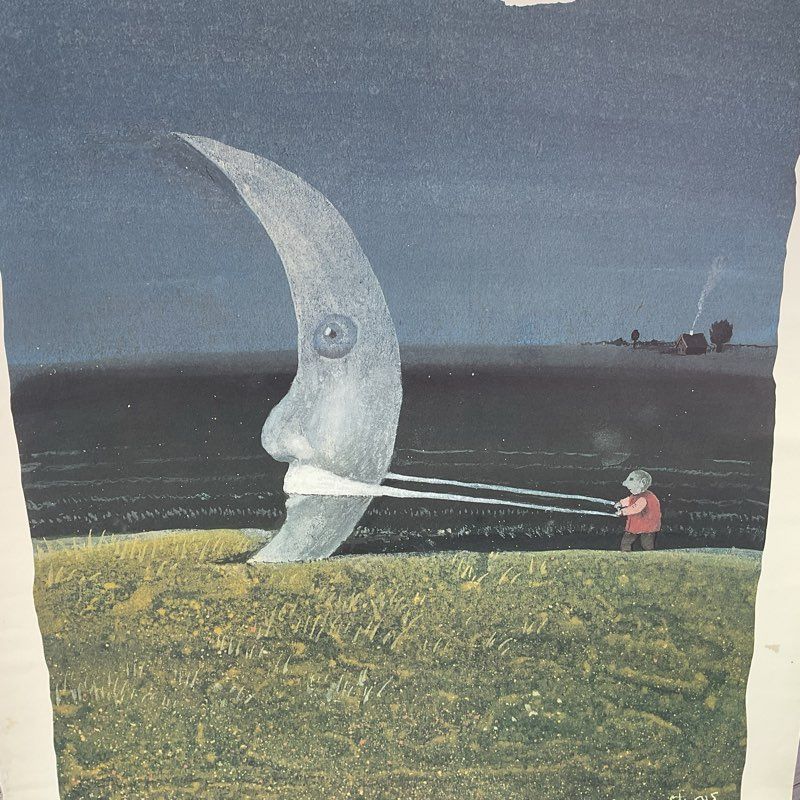 VTG. Stasys Creation Gallery Surrealist Japanese Art Exhibit Poster 40"