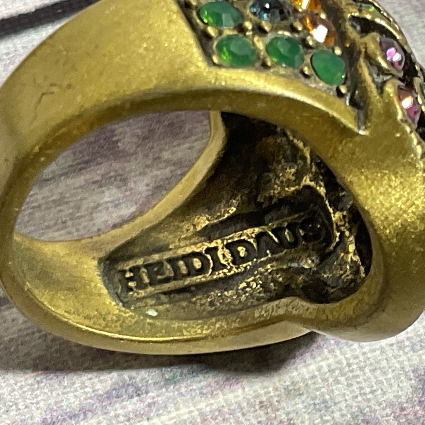 HEIDI DAUS Bronze & Multi Color Rhinestone SZ 5.25 Ring