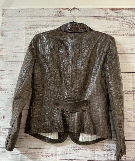 Women's Armani Collezioni Brown Pig Skin Leather Leather Jacket Size 12