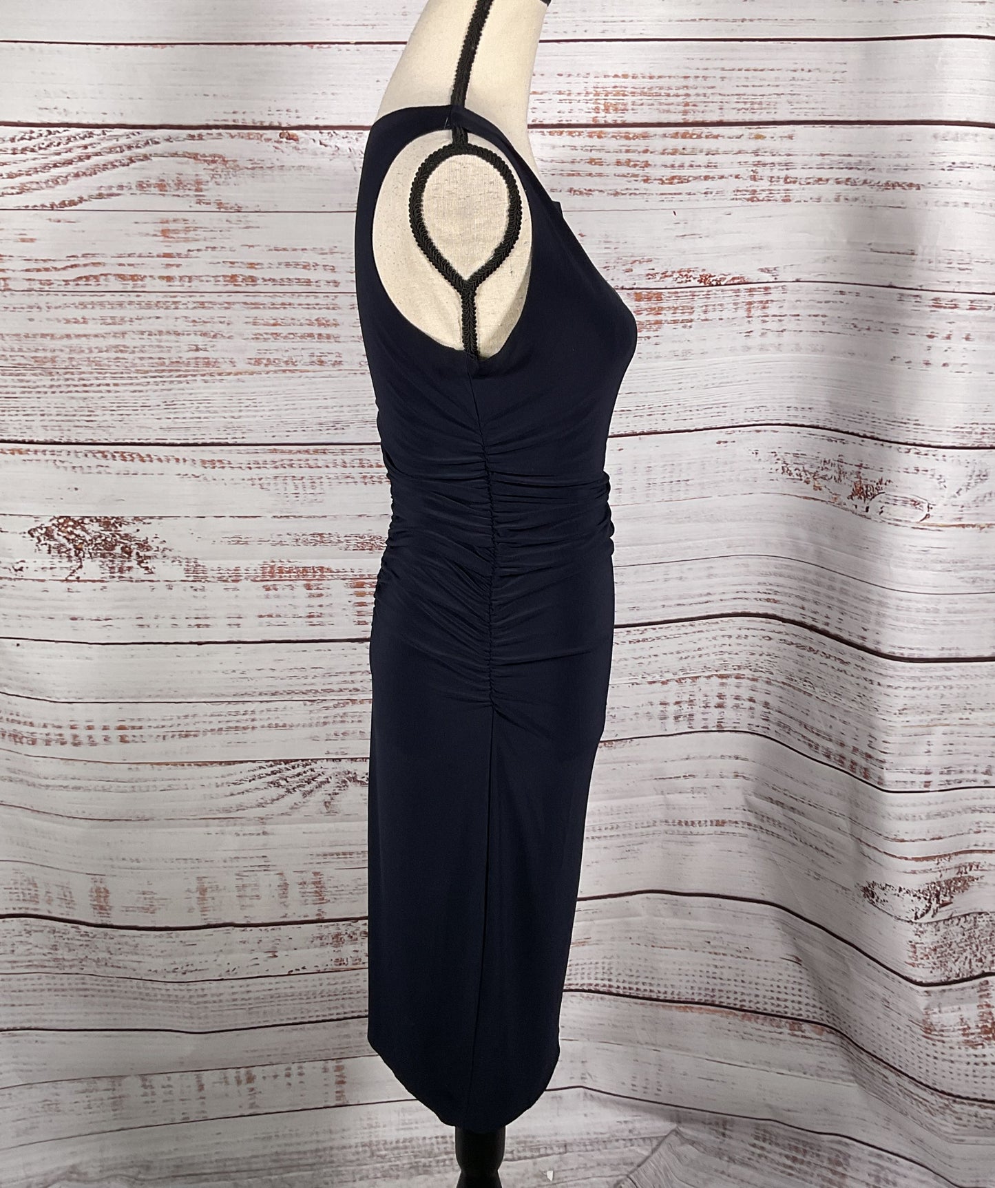 Norma Kamali Shirred Round Neck Minidress Navy M