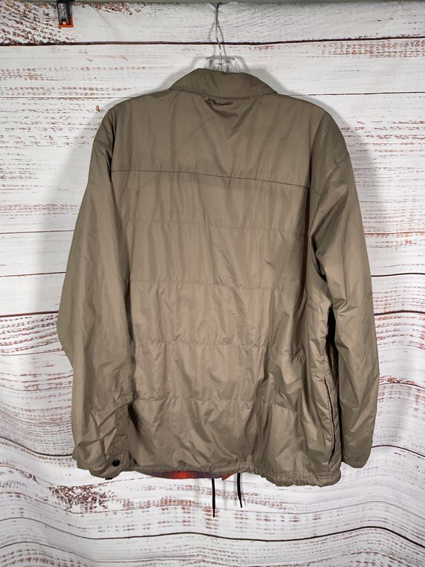 The North Face Jacket Men's 2XL Tan Blue Orange Plaid Quilted Shacket Reversible