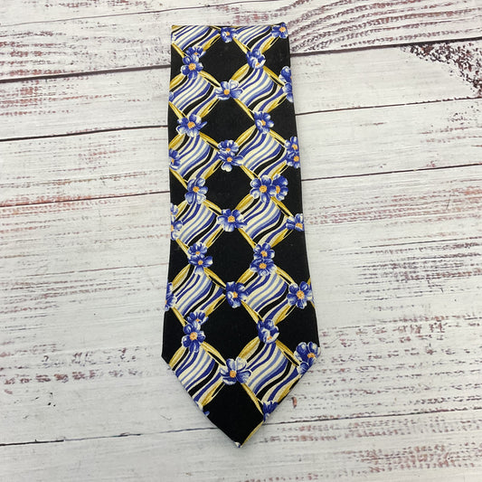 Hugo Boss Black Blue Floral Flowers 100% Silk Tie - Size 58"L 4"W