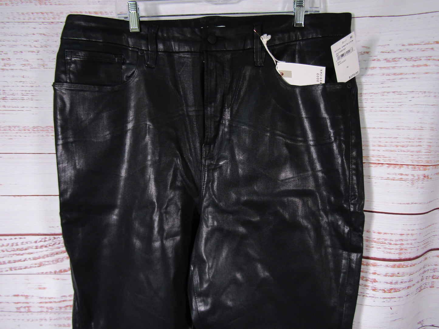 Good American Good Legs Women's Black Coated Skinny Jeans Size 22
