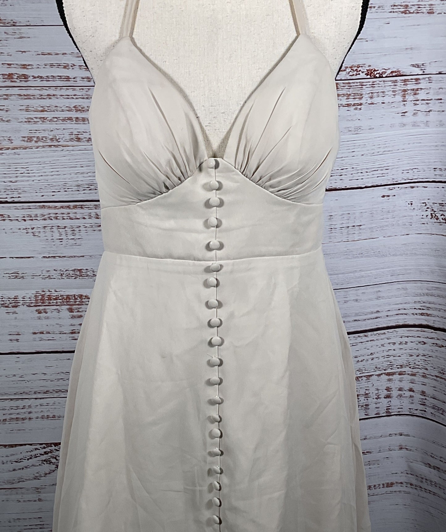 Azazie Button Detail Halter Top Dress Natural A8