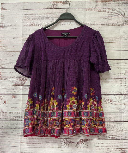 Women's Tanvi Kedia for Anthropologie Purple Print Top Size S ADORABLE!
