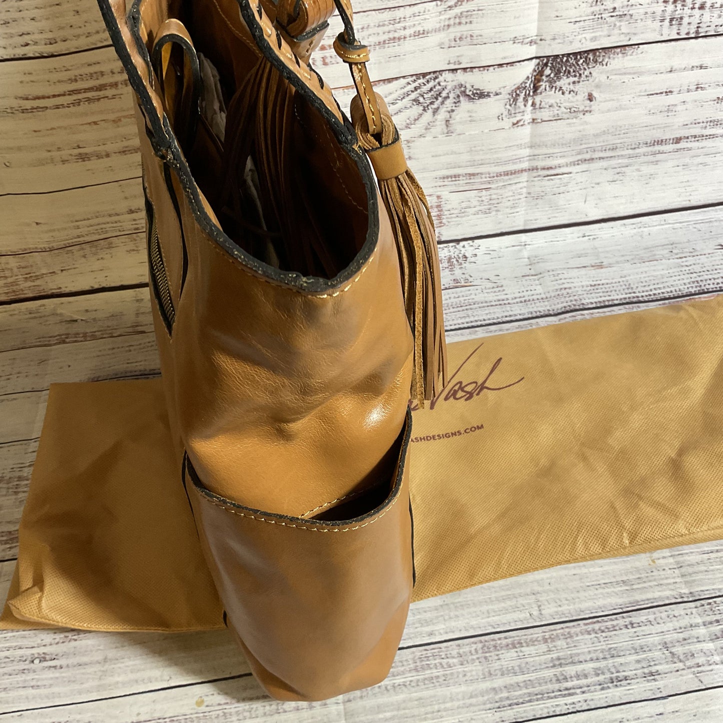 PATRICIA NASH Molise Brown Leather Tote Bag with Dust Bag