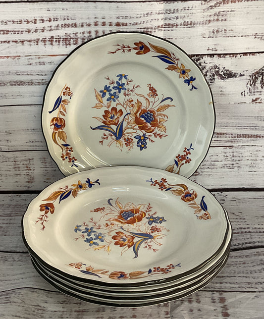 Luneville France Louis XV Paquerette Set of 5 Bread Plates Multicolor