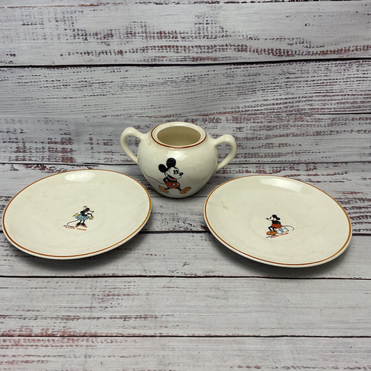 Walt Disney S.C Company Patriot China Minnie Mickey Mouse Plate And Sugar Bowl