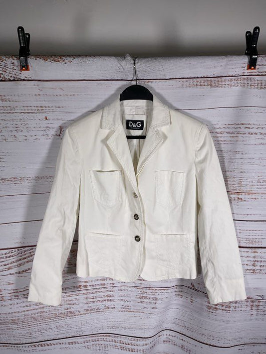 Dolce & Gabbana Women's White 3 Button Blazer Jacket Size 44