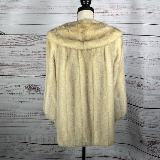 VTG Irving Goldstein Furs Ivory Cape Collar Fur Coat Measurements In Description