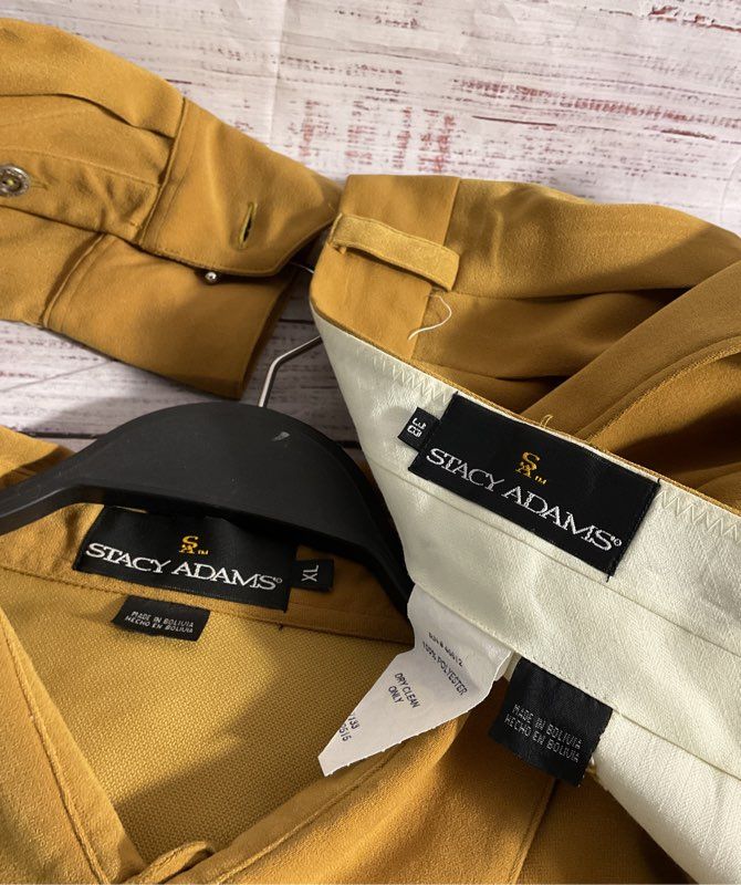 Stacy Adams Men's 2 Piece Long Sleeve Top & Pants Mustard Yellow