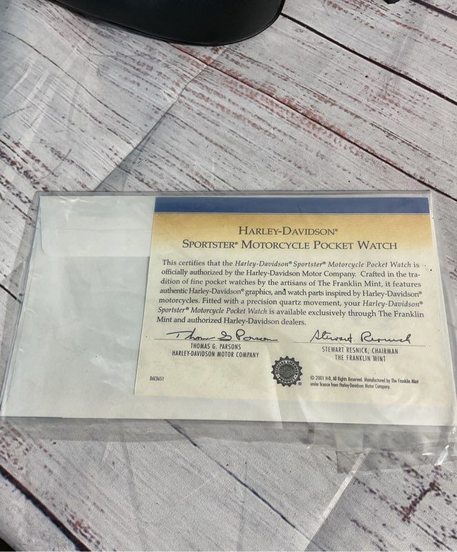 Harley Davidson Sportster Precision Pocket Watch & Eagle Stand By Franklin Mint